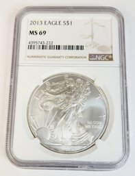 2013 American Silver Eagle NGC Slab Graded MS69  Dollar 1 Oz Silver