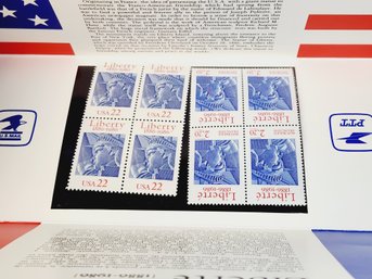 Statue Of Liberty US And French Stamp  Blocks.. With Info/history