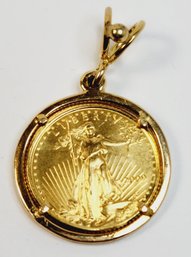 Super..... 2000 Gold 1/10 Oz Eagle Coin Pendant In A 14k Gold Bezel