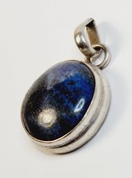 Vintage Sterling Silver Blue Marble Stone Pendant