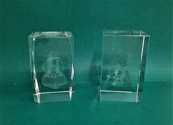 3D Dragon Laser Etched Crystal Glass Small Cubes