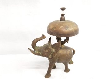 Antique Brass Elephant Counter Bell Hotel - Brass Desk Counter Bell