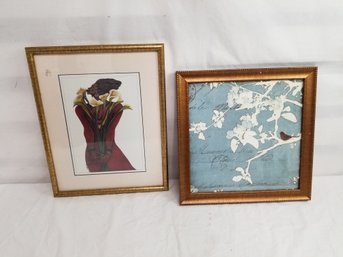 Two Framed Charles A. Bibbs Sweet Lillies & Trees And Birds Wall Art