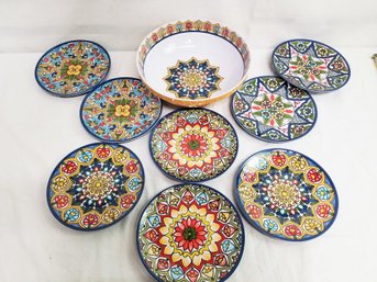 Colorful Melamine Mandala Turkish Design Dishware Durable Plastic Plates & Bowl -