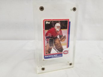 1986-87 Topps Hockey #53 Patrick Roy Rookie In Lucite Case