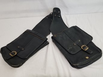 Vintage Black Leather Saddlebags