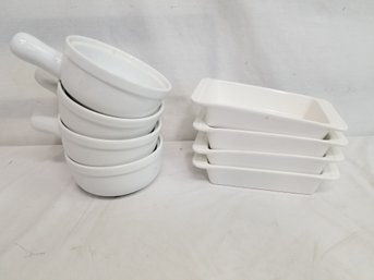 White Ceramic French Onion Soup Bowls And Oblong Baking Serving Dishes - Ciroa & Everyday White