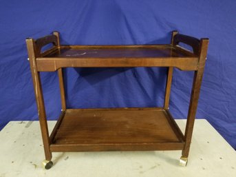 Vintage Small Rolling Wood Cart Stand