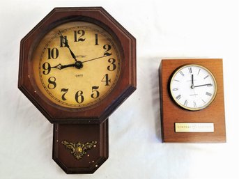 Vintage Sunset Time Quartz Wall Clock And Hamilton GE Desk Clock