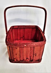 Small Red Bushell Basket With Handles