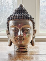 Buddha Head Bronze Statue Figurine
