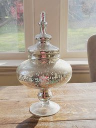 Mercury Glass Lidded Decorative Jar
