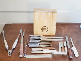 Selection Of Assorted Knives & Knife Block - Opinel, Dexter, Jean Dubost Laguiole & More