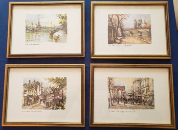 Second Set Of Four Framed Paris Watercolor Lithographs