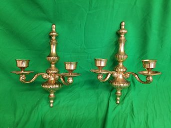 Large Brass Double Candle Wall Sconces