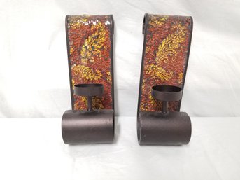 Elements Mosaic Finish Metal Rolled Wall Candle Sconces