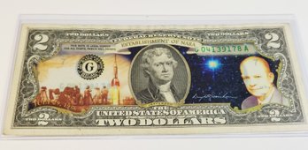 Color Illustrated Establishment Of NASA $2 Dollar Bill