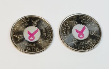 2 Canadian Government Issue BREAST CANCER 25 Cent Coin