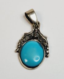 Vintage Blue Stone Sterling Silver Pendant