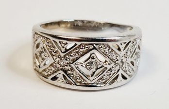 Solid Sterling Silver Filigree Etched Ring