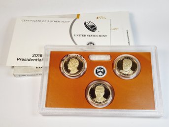 2016-S US Mint Presidential $1 Golden 3 Coin Proof Set - Original US Mint Packaging Including COA