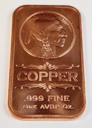 1 Oz .999 Pure Copper Bar