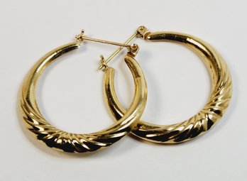 Classic 14k Yellow Gold Horse Shoe Shrimp Hoop Earrings