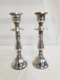 Pair Of Silver Plate Candlestick Holders