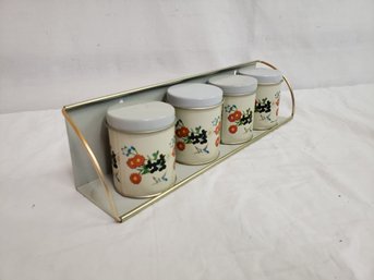 Vintage Meister Tin Canisters With Wall Tray Made In Brazil