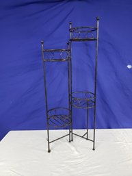 Folding Wrought Iron 3 Foot  Round Plant Stand