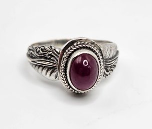 Bali, African Ruby Ring In Sterling Silver