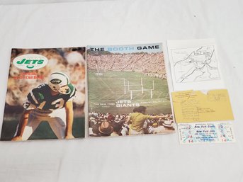 Two Vintage NFL Jets & Jets Vs Giants At Yale Bowl With Single Ticket Game Programs