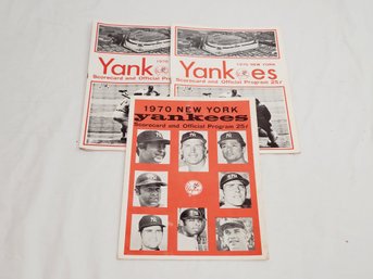 Three 1970 MLB New York Yankees Baseball Scorecards & Programs