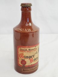 Vintage Josiah Russell Ginger Beer Pottery Bottle With Original Cap