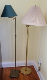 Two Standing Brass Lamps With Round Base And And Square Base