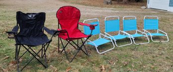 Six Folding Beach Chairs