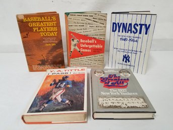 Five Vintage Hardcover Baseball & Football Books