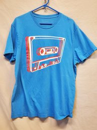 Cool Vintage Old Navy Turquoise Blue Men's Novelty Cassette T-shirt