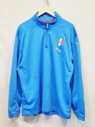 Vintage PUMA Italia Soccer Turquoise Blue Zip Up Warm Up Jacket - Men's Size Large