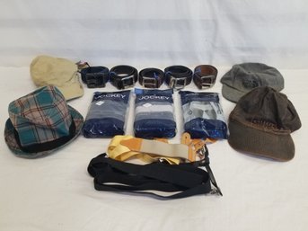 Men's Accessories Lot: Belts, Hats, Suspenders & Briefs