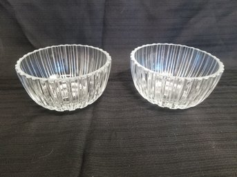 Two Italian Ribbed Crystal Bowls