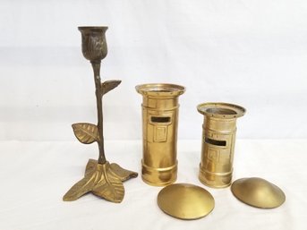 Brass Incense Burners And Brass Candle Holder - Made In India