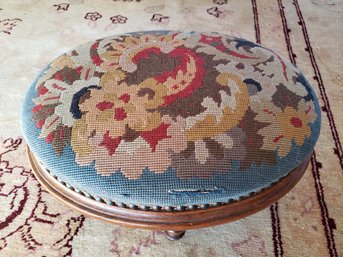 Antique Embroidered Foot Stool