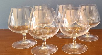 Set Of Six Heavy Weight Crystal Brandy Snifters