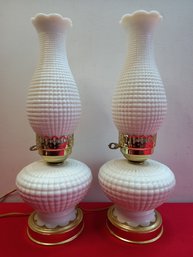 Small Pair Of Milk Glass Lamps