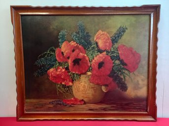 Mstreckenbach Signed Print- Red Floral Vase