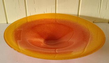 Sunburst Red And Orange Art Glass Extra Large Bowl 16' Diameter