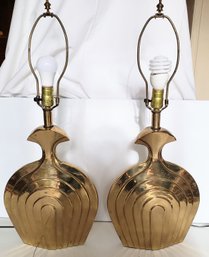 Vintage Art Deco Style Brass Table Lamps