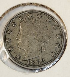 1883 V Nickel 'no Cent'   First Year Of Issue