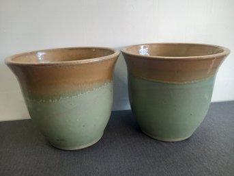 Huge Ceramic Green Glazed Planters